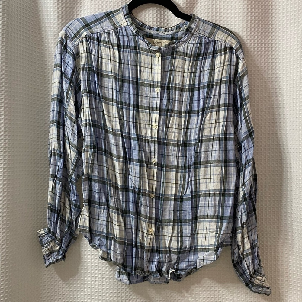 LOFT Plaid Tunic Blouse
